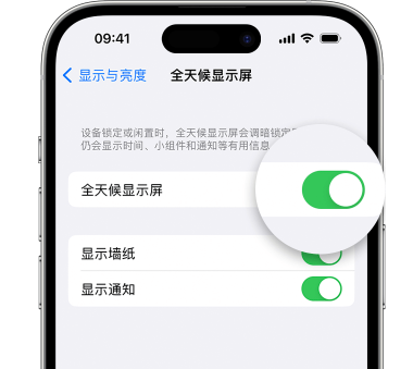 右江苹果15预约维修分享iPhone15如何设置全天候显示屏幕可见 